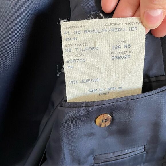 J.P. Tilford Samuelsohn Navy Striped Print Mens Blazer - Picture 10 of 12